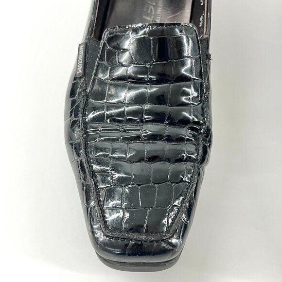 Mephisto Celka Croc Emboss Patent Black Leather Wedge Slip On Loafers Size 9.5 - Picture 4 of 15